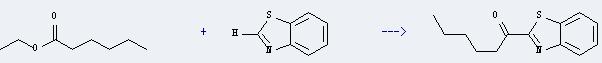 Ethyl caproate can react with benzothiazole to get 1-benzothiazol-2-yl-hexan-1-one